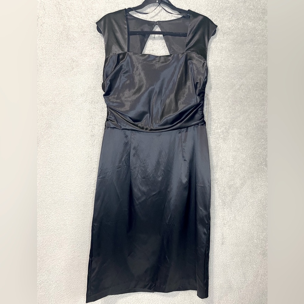 Vintage 90s Donna Ricco Little Black Dress Women’s Sz 14 Midi Square Neck NWT